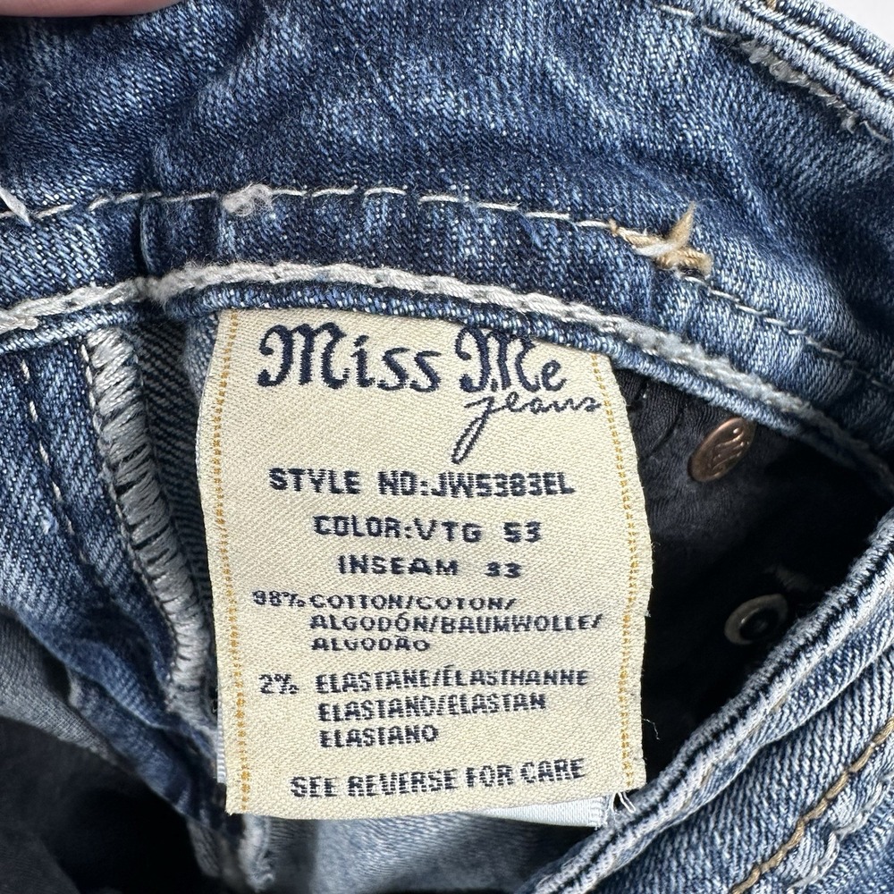 Miss Me Women's 29 Low Rise Bootcut Distressed Rhinestone Bling Jeans Y2K - Picture 7 of 12
